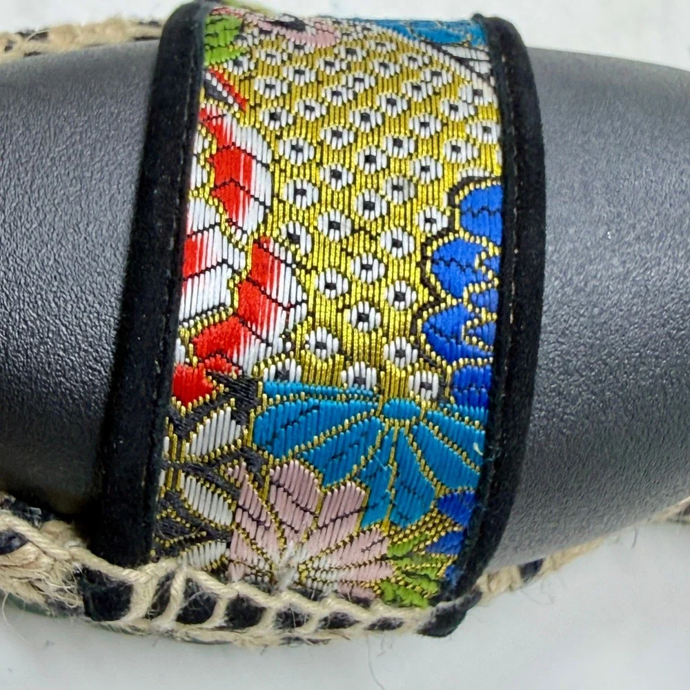 Kron by KronKron Women's Sz 8.5 Embroidered Platform Espadrille Sandals Colorful